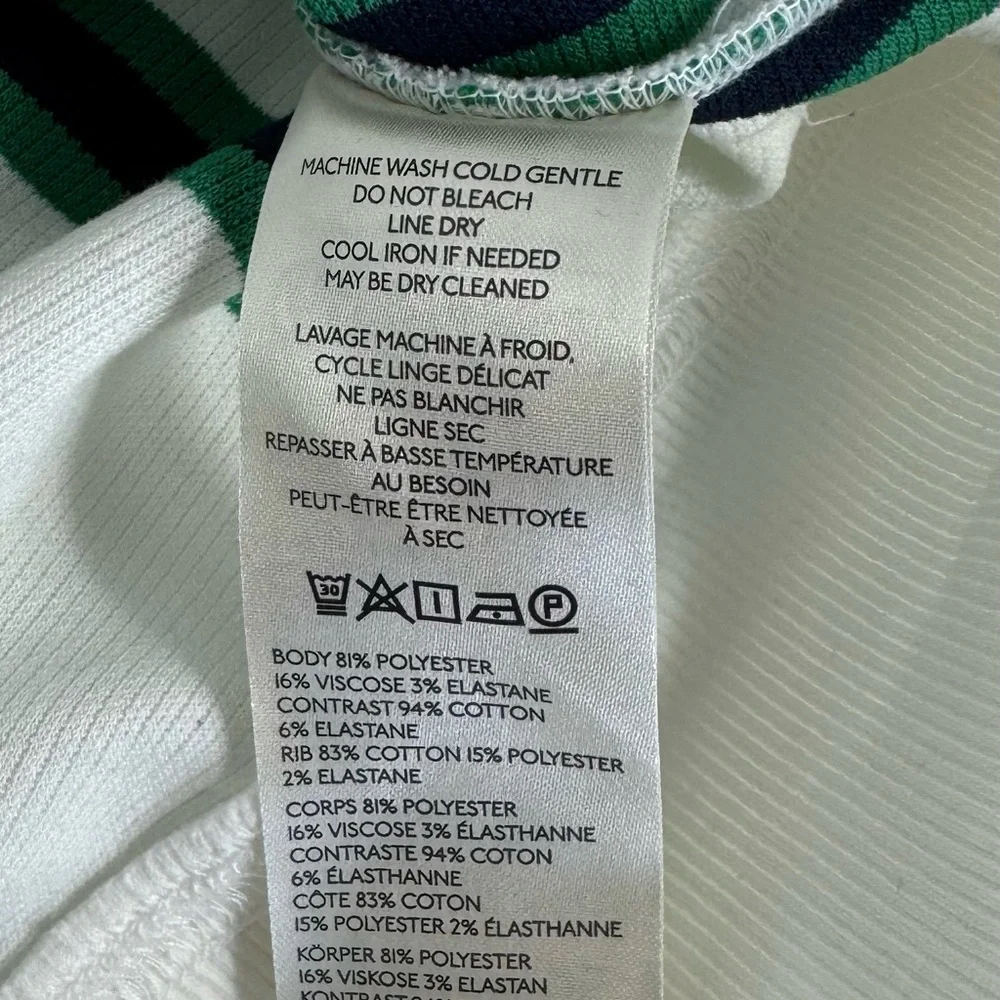 Maeve White, Green, Navy Striped Crop Polo Top‎ Women’s Size Small New With Tags - Picture 7 of 7